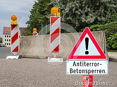 Major event anti-terrorist concrete barriers Stock Photo