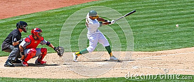 Major League Baseball - Chris Young Hits the Ball Editorial Stock Photo