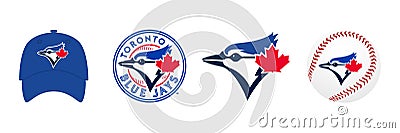 Major League Baseball MLB 2023. American League AL. Al East. Toronto Blue Jays. Logos, cap and ball with logo. Kyiv, Ukraine - Mar Vector Illustration