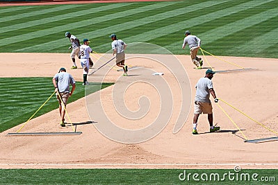 Major League Baseball - Oakland Grounds Crew Editorial Stock Photo