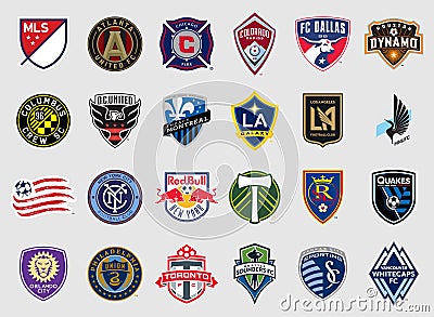 Major League Soccer teams logos Vector Illustration