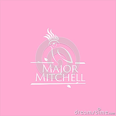 Major Mitchell`s cockatoo isolated on a pink background Vector Illustration