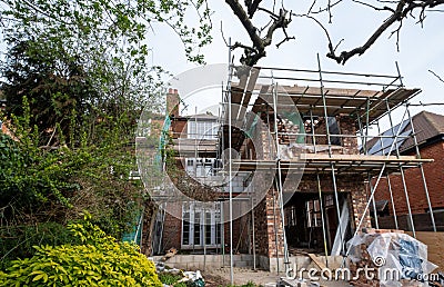 Renovation of an Edwardian suburban house in north London, UK. House has been taken back to brick as part of an extreme makeover. Editorial Stock Photo