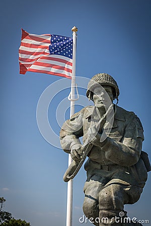 Major Richard Winters Memorial, Normandy, France Editorial Stock Photo