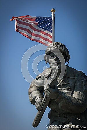 Major Richard Winters Memorial, Normandy, France Editorial Stock Photo