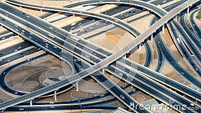 Major roads intersection, aerial view Stock Photo