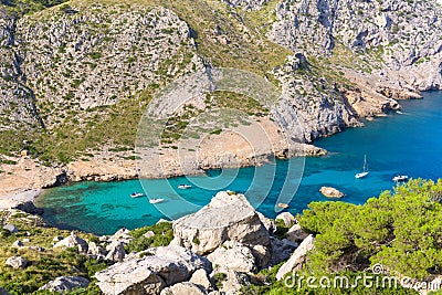 Majorca Cala Figuera beach of Formentor Mallorca Stock Photo