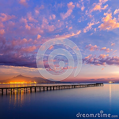 Majorca Muro beach sunrise Alcudia Bay Mallorca Stock Photo