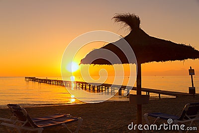 Majorca Muro beach sunrise Alcudia Bay Mallorca Stock Photo