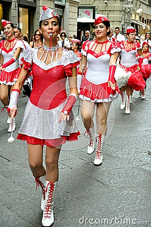 Majorette, cheerleader in Italy Editorial Stock Photo