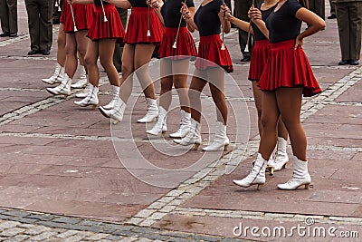 Majorettes to the orchestra of the Bulgarian land forces Stock Photo