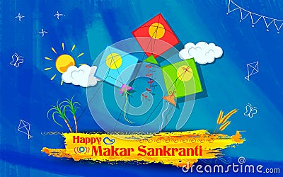Makar Sankranti wallpaper with colorful kite Vector Illustration