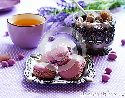 Makarons French pastries stuffed Stock Photo