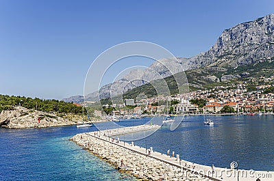 Makarska city croatia port quay. Editorial Stock Photo