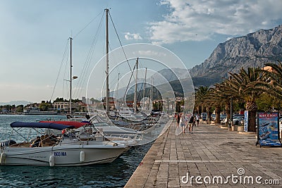 Makarska promenade and port, Croatia Editorial Stock Photo