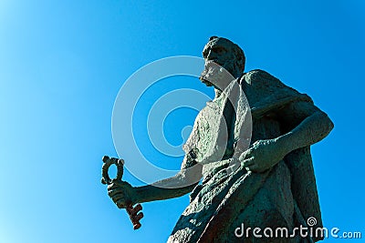 Makarska September 2018 Croatia. Monument to St. Peter of the sea entrance to the Harbor Editorial Stock Photo