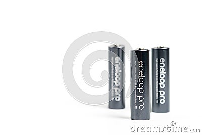 Panasonic eneloop pro battery on white background Editorial Stock Photo