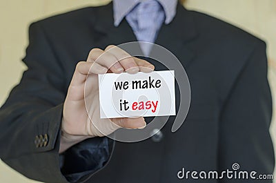 We make it easy text concept Stock Photo