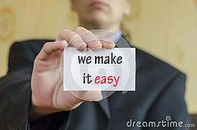 We make it easy text concept Stock Photo