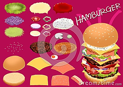 Make hamburger by your design very fast food Vector Illustration