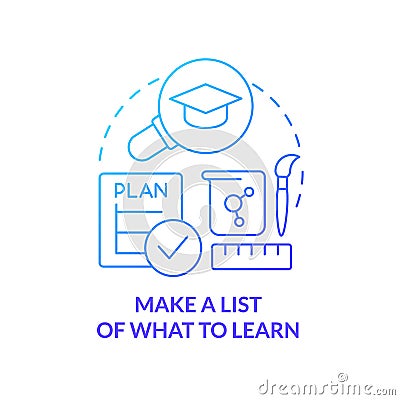 Make list of what to learn blue gradient concept icon Vector Illustration