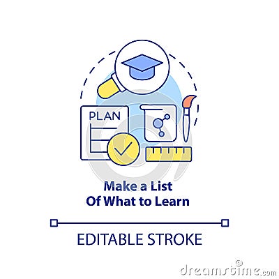 Make list of what to learn concept icon Vector Illustration