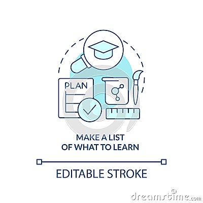 Make list of what to learn turquoise concept icon Vector Illustration