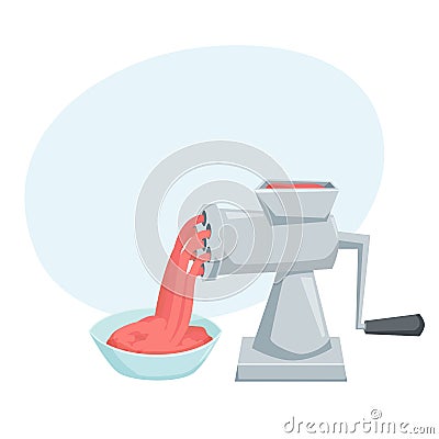 Make minced in a meat grinder Vector Illustration