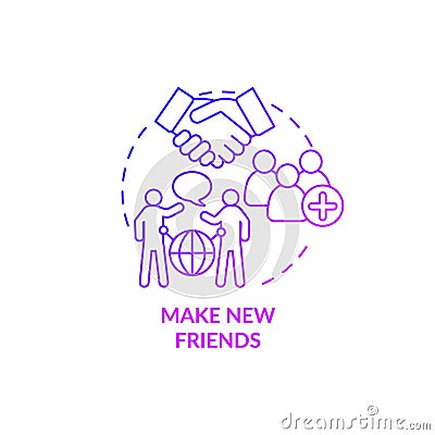 Make new friends purple gradient concept icon Vector Illustration