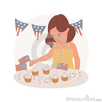 Make patriotic cupcakes isolated cartoon vector illustration. Vector Illustration