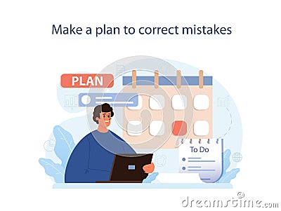 Make a plan to deal with judgement at work. Employee dealing Vector Illustration