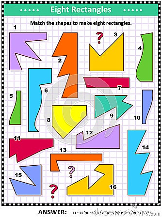 Make rectangles math picture puzzle Vector Illustration