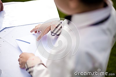 Make a ship made of paper at a wedding scenery Stock Photo