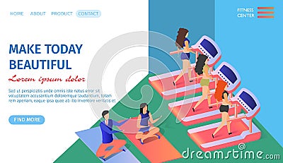 Make Today Beautiful Horizontal Banner. Fitness Vector Illustration