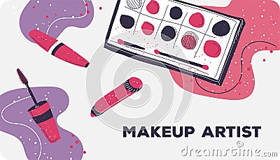 Make up artist business card with palette vector Vector Illustration
