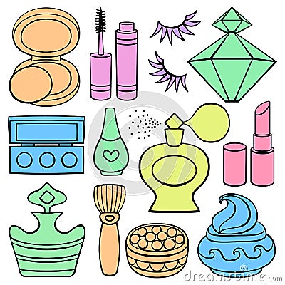 Make up, beauty and fashion supplies series Vector Illustration