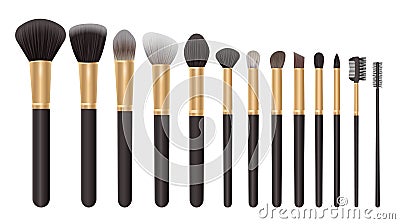 Make up brush set, cosmetics background Vector Illustration