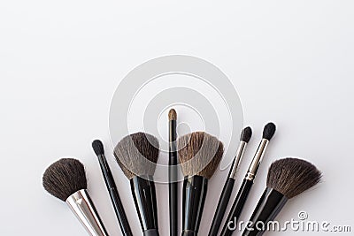 Make up brushes isolated on white. make up background. black brushes Stock Photo