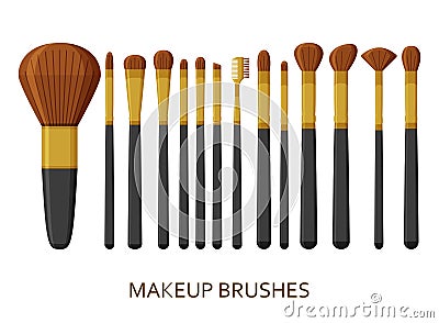 Make up brushes set. Cosmetic icons collection Vector Illustration