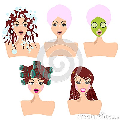 Make up Girl Cartoon Illustration