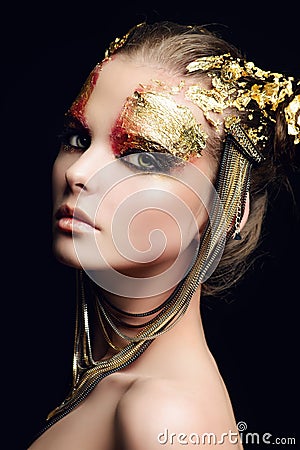 Make-up golden Stock Photo