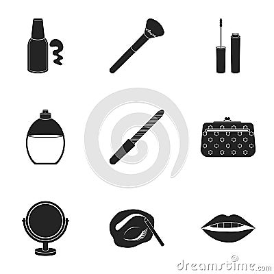 Make up set icons in black style. Big collection of make up vector symbol Vector Illustration
