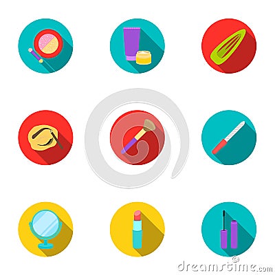 Make up set icons in flat style. Big collection of make up vector symbol stock illustration Vector Illustration