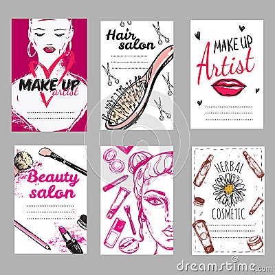 Make Up Shop Poster Set Vector Illustration