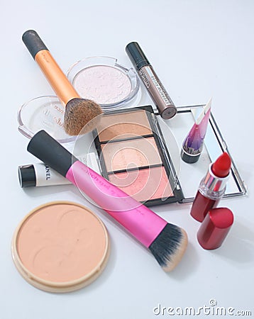 MAKE UP STUFF OVER WHITE Editorial Stock Photo