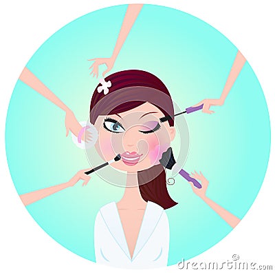 Make - up woman - facial treatment services Vector Illustration