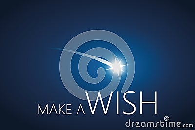 Make a wish with falling star in the sky Vector Illustration