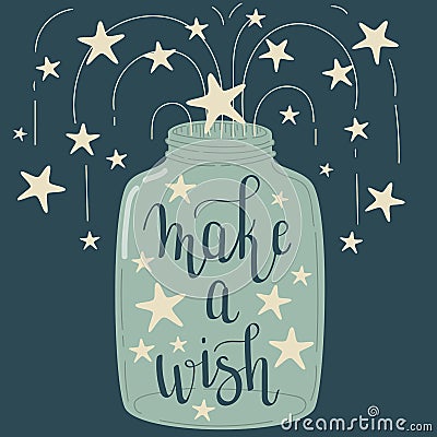 `Make a wish` hand lettering Vector Illustration