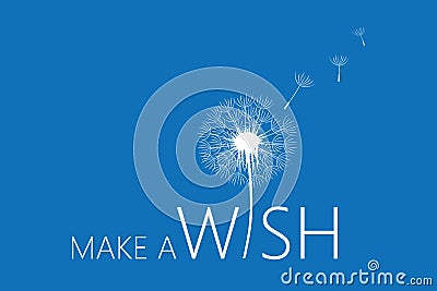 Make a wish typography with dandelion Vector Illustration