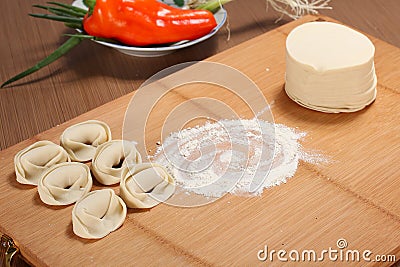 Make wonton Stock Photo